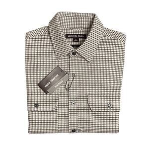 Michael Kors Shirt Men's Small Button-Up Shirt Slim Fit Dual Pockets Khaki NEW
